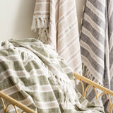 Renee Taylor Como Stone Washed Yarn-Dyed Stripe Throw 130 x 170cms Juniper