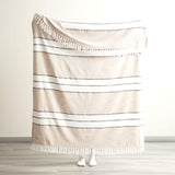 Renee Taylor Modena Stripe Stone Washed Yarn-Dyed Throw 130 x 170cms Midnight