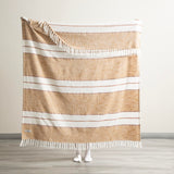 Renee Taylor Modena Stripe Stone Washed Yarn-Dyed Throw 130 x 170cms Tan