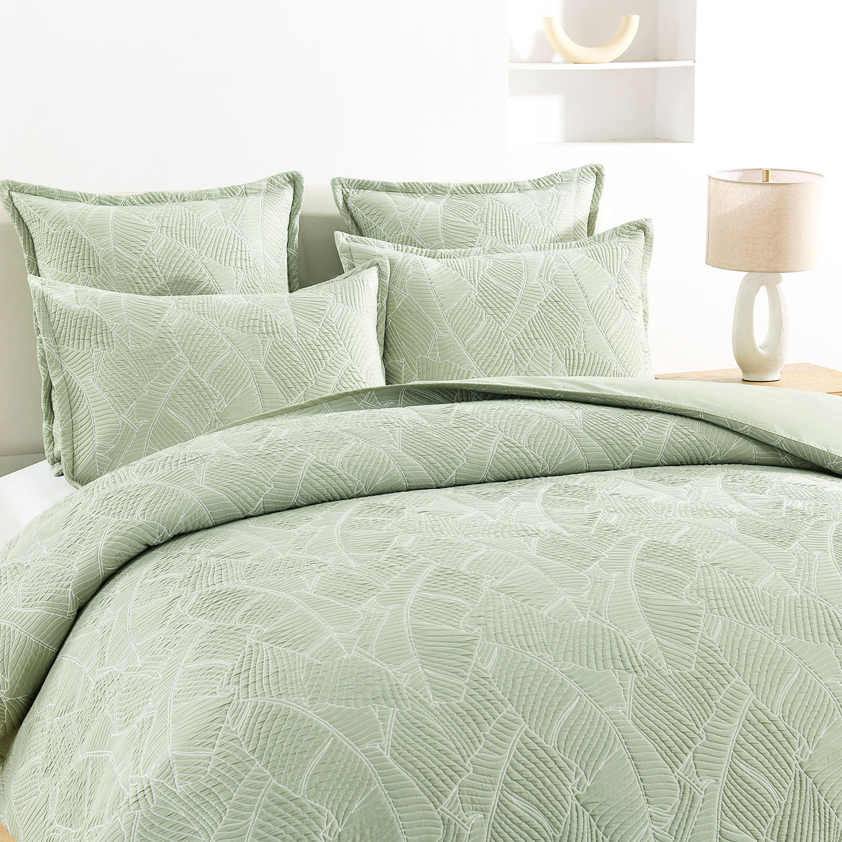 Renee Taylor Woods Jacquard Quilt Cover Set King Sage