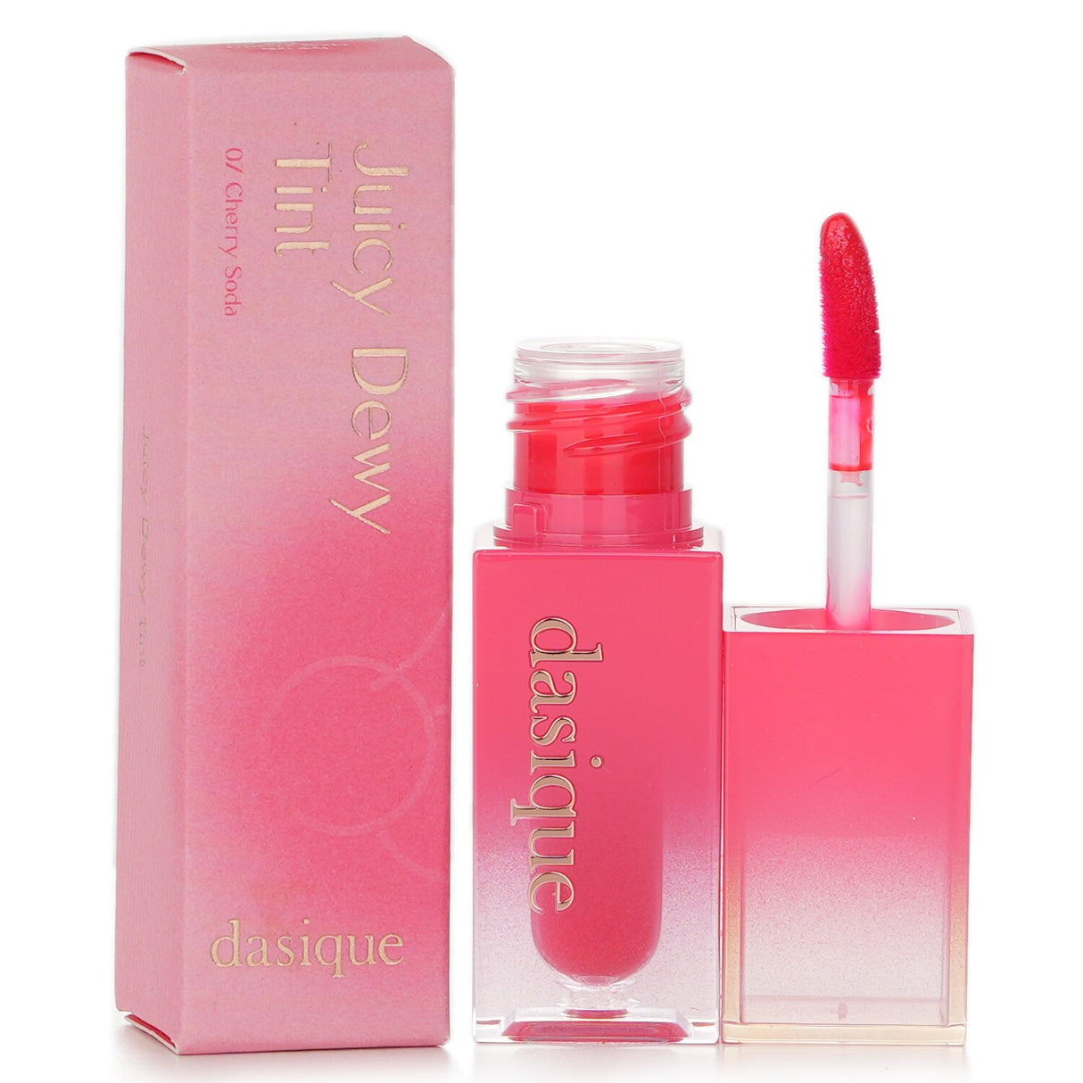 Hydrating Dasique Juicy Dewy Tint in #07 Cherry Soda, offering vibrant color and radiant shine for soft, plump lips.