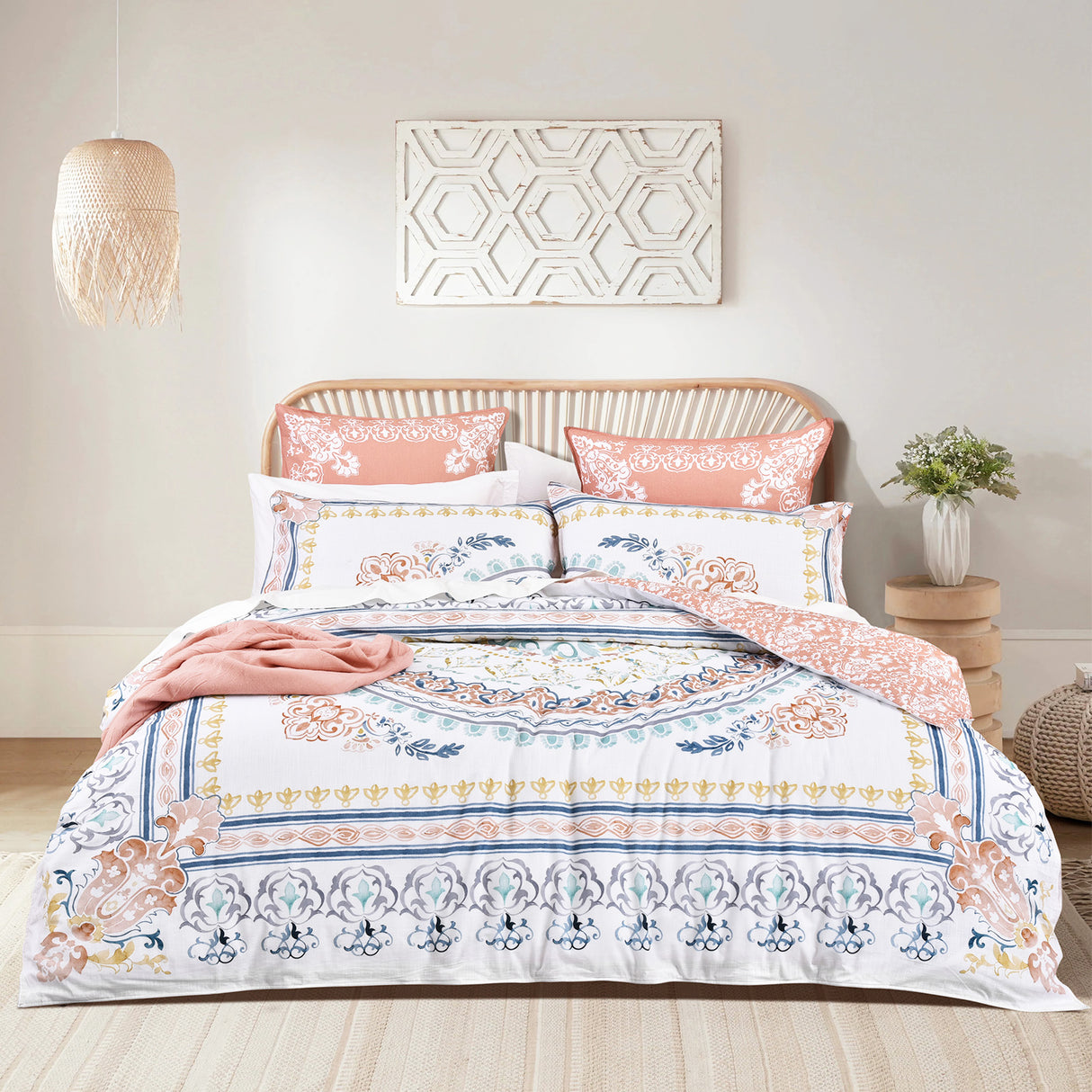 Renee Taylor 300 TC Cotton Reversible Quilt Cover Set Double Kalina