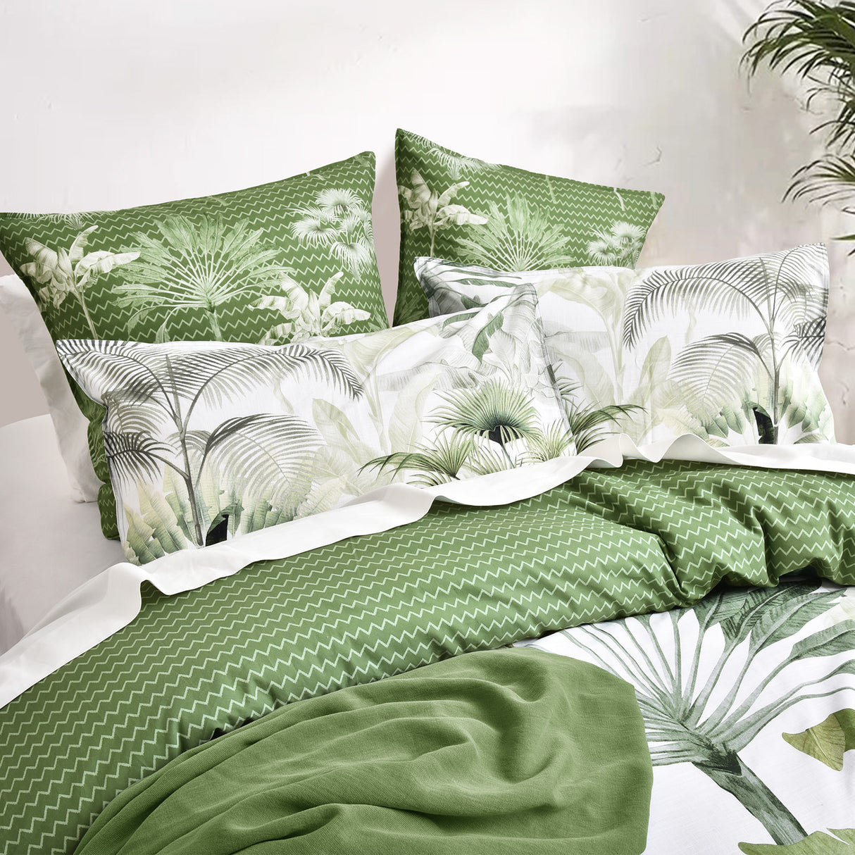 Renee Taylor 300 TC Cotton Reversible European Pillowcase Noosa Palm