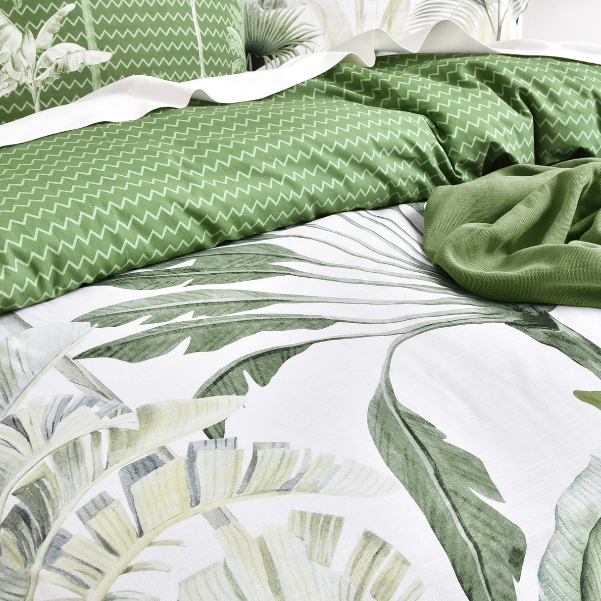 Renee Taylor 300 TC Cotton Reversible European Pillowcase Noosa Palm