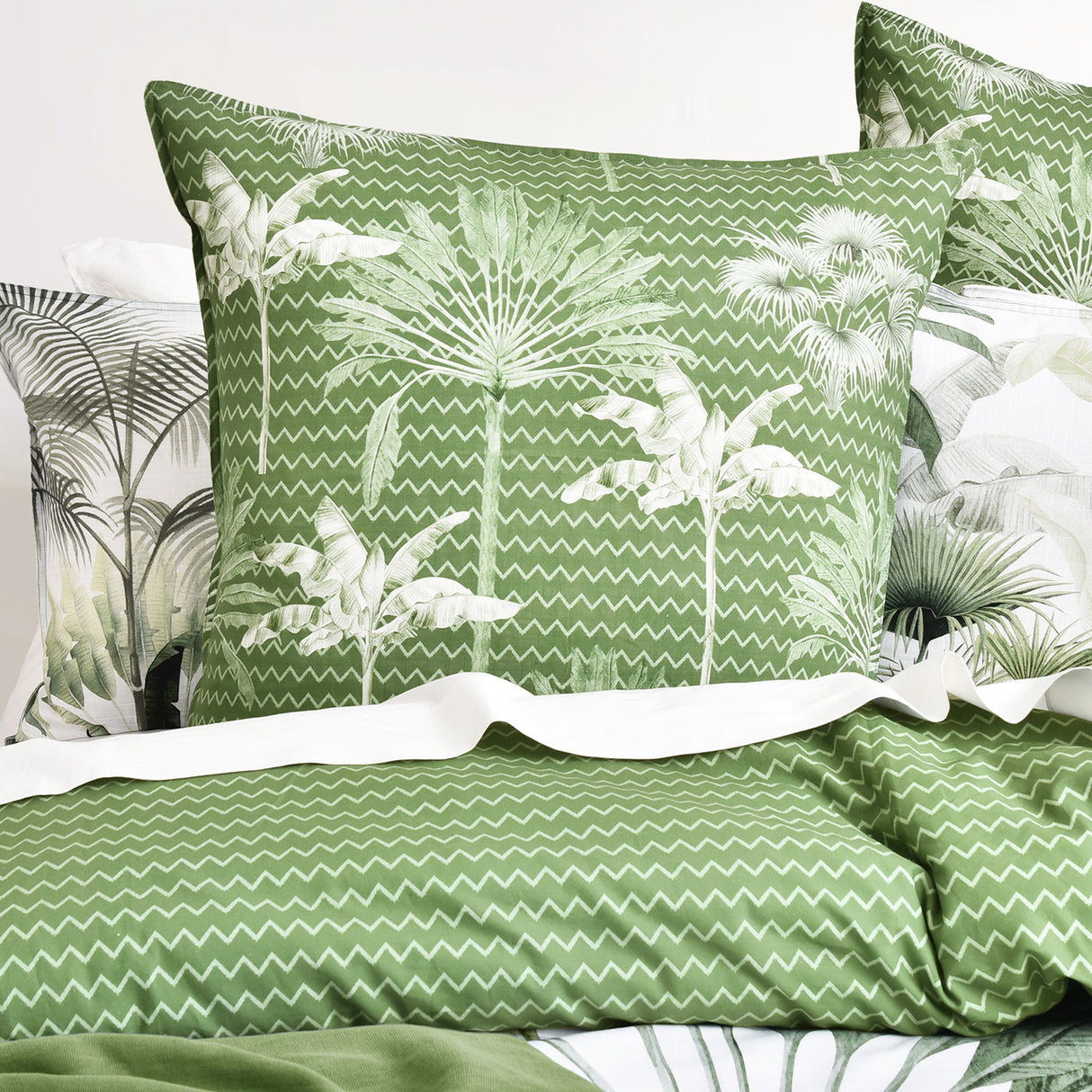 Renee Taylor 300 TC Cotton Reversible European Pillowcase Noosa Palm