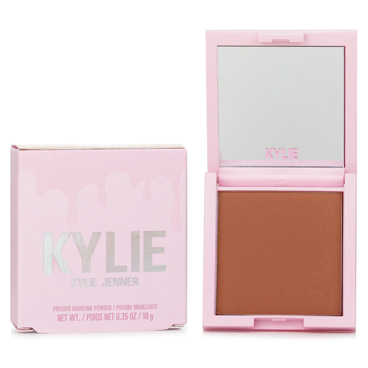 Kylie Jenner's Pressed Bronzing Powder #400 for a sun-kissed glow, lightweight, buildable formula, vegan and cruelty-free.