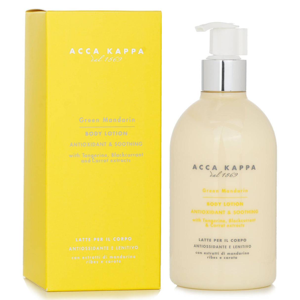 Luxurious Acca Kappa Green Mandarin Body Lotion in a 300ml bottle, promoting hydration with a refreshing citrus scent.