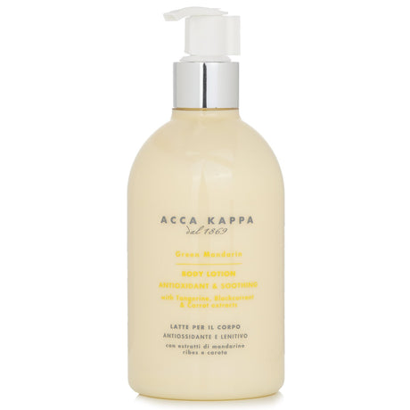 Acca Kappa Green Mandarin Body Lotion in a 300ml bottle, offering refreshing hydration and a zesty mandarin fragrance.