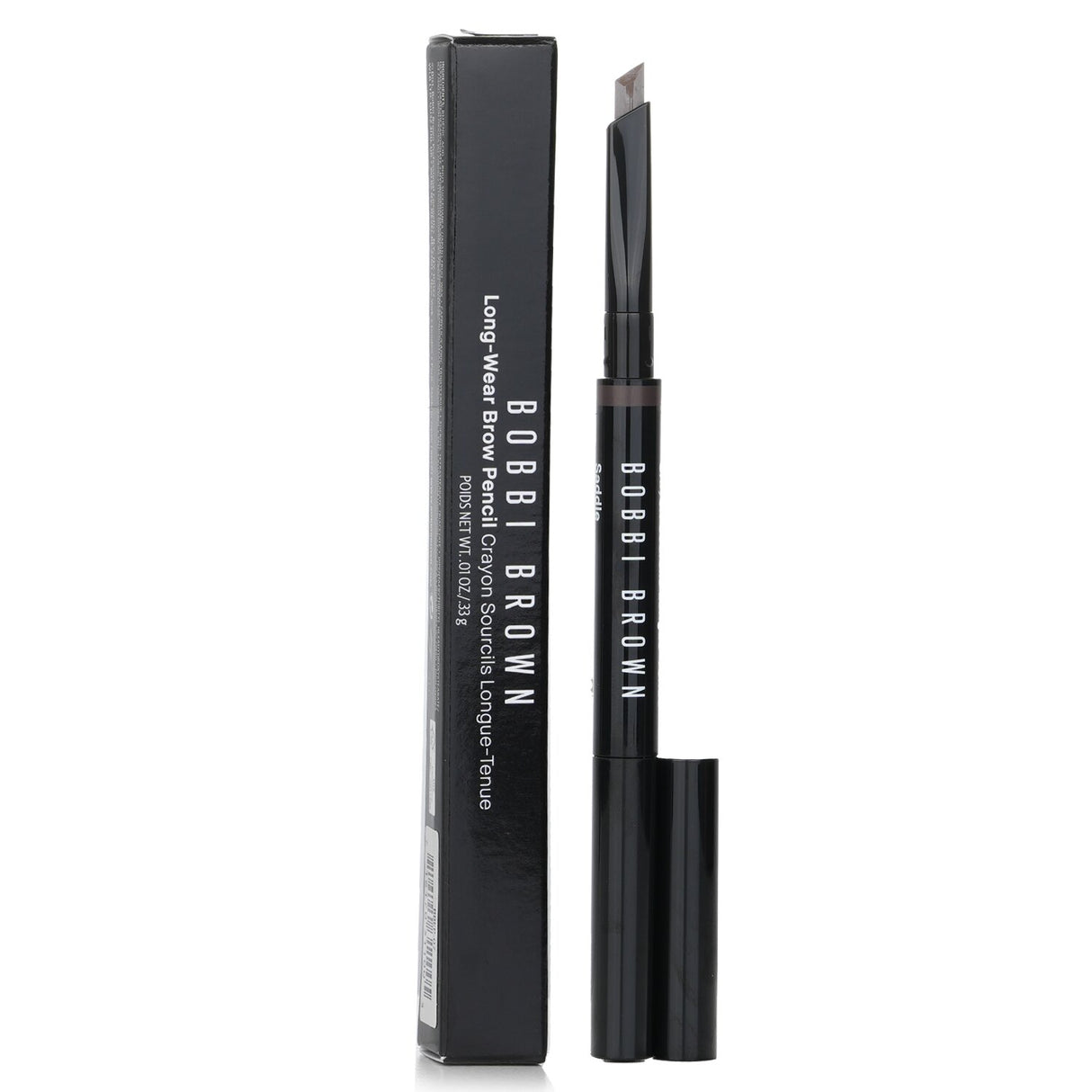 Bobbi Brown Long-Wear Brow Pencil #7 Saddle features a slanted tip for precise application and a waterproof formula for all-day wear.