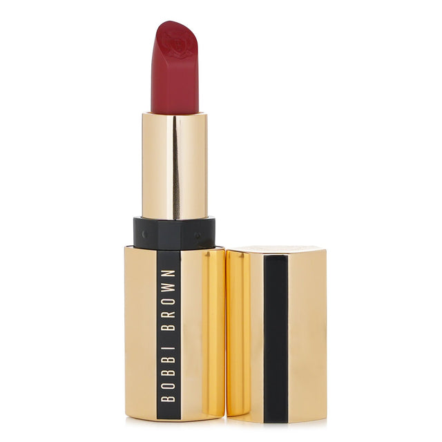 Bobbi Brown Luxe Lipstick #04 Claret in satin finish, offering hydration and full coverage for vibrant, youthful lips.