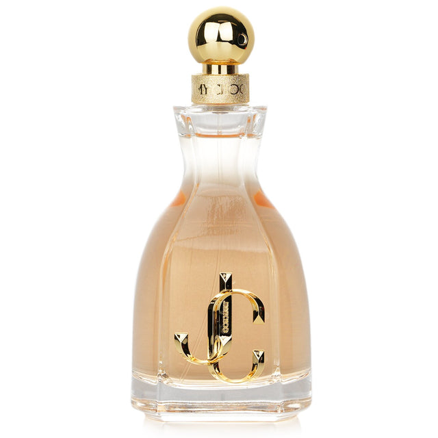 Eau De Parfum spray by Jimmy Choo, featuring notes of peach, orange, jasmine, rose, vanilla, and sandalwood in a 100ml bottle.