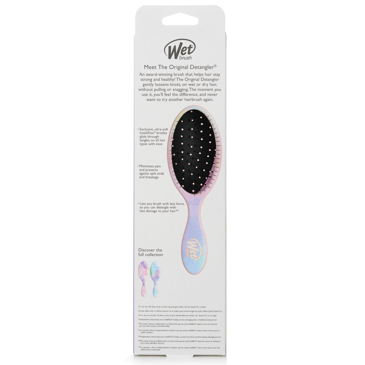 Pink Wet Brush with IntelliFlex bristles designed for detangling all hair types, minimizing pain and breakage.