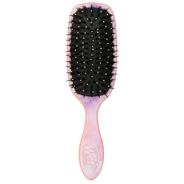 Detangling hairbrush with IntelliFlex and natural boar bristles for all hair types, eco-friendly and gentle on hair.