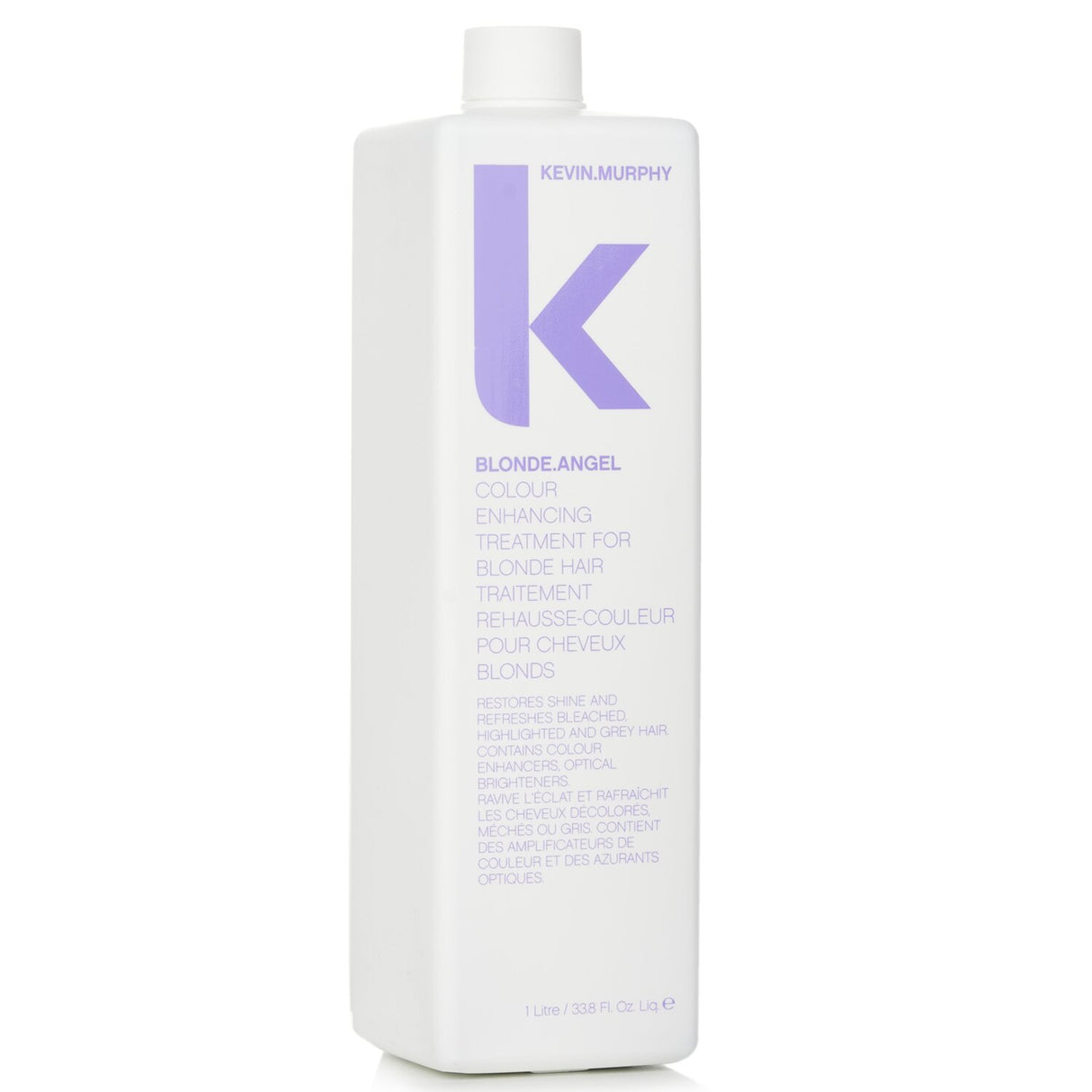 Kevin.Murphy Blonde.Angel treatment in 1000ml revitalizes blonde hair, enhancing color and moisture while reducing brassy tones.