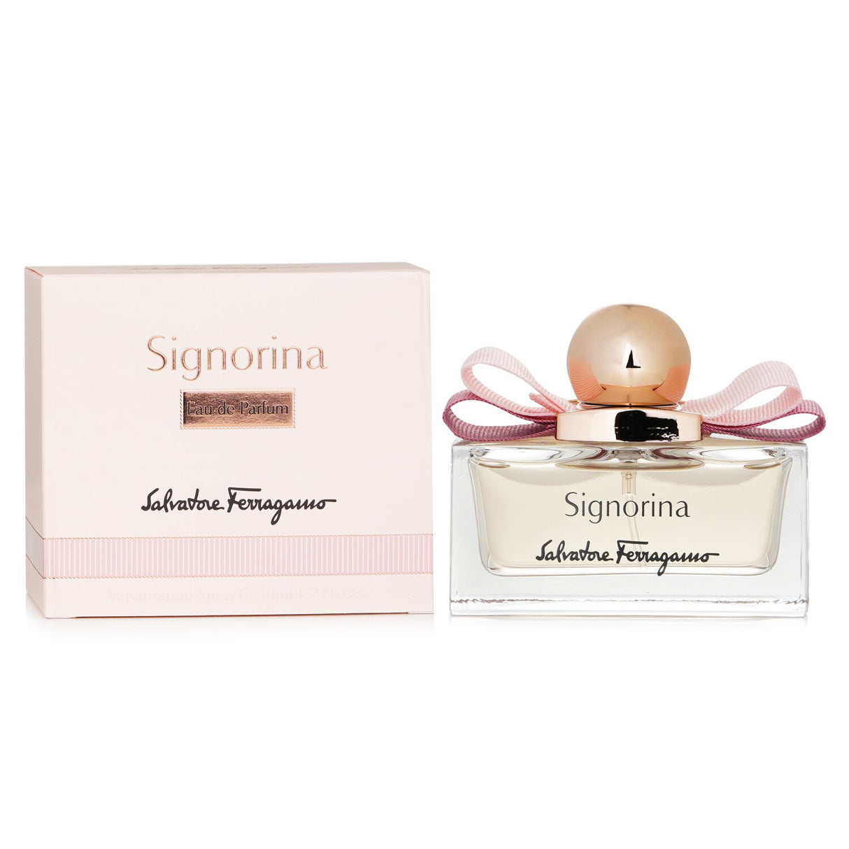 Salvatore Ferragamo Signorina Eau De Parfum Spray in a 50ml bottle, featuring floral and fruity notes for a vibrant scent.