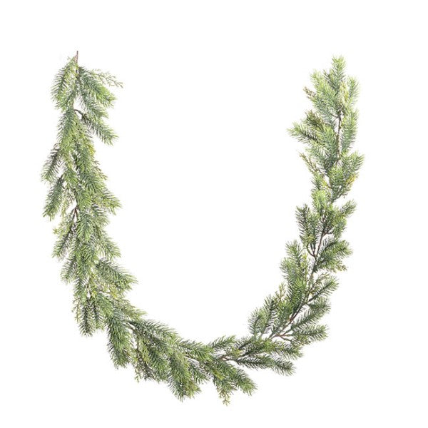 Lush 150cm Green Pine Xmas Garland with vibrant contrast tips, perfect for festive decorating over mantels and door frames.