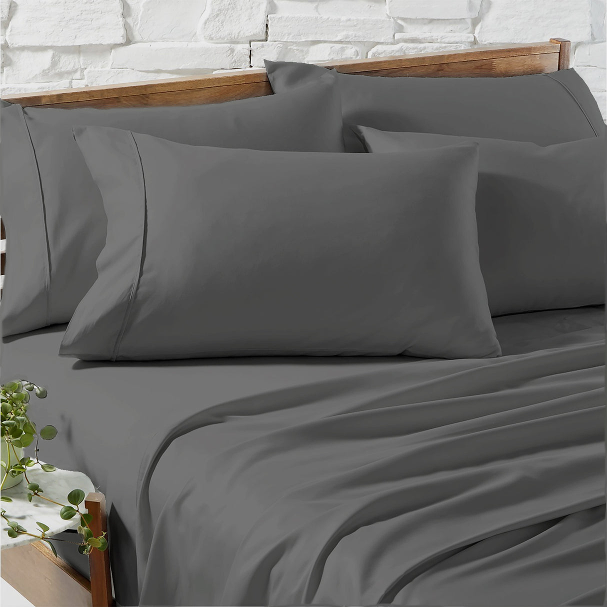 Renee Taylor 1200 Egyptian Cotton Sheet Set Deep Queen Charcoal