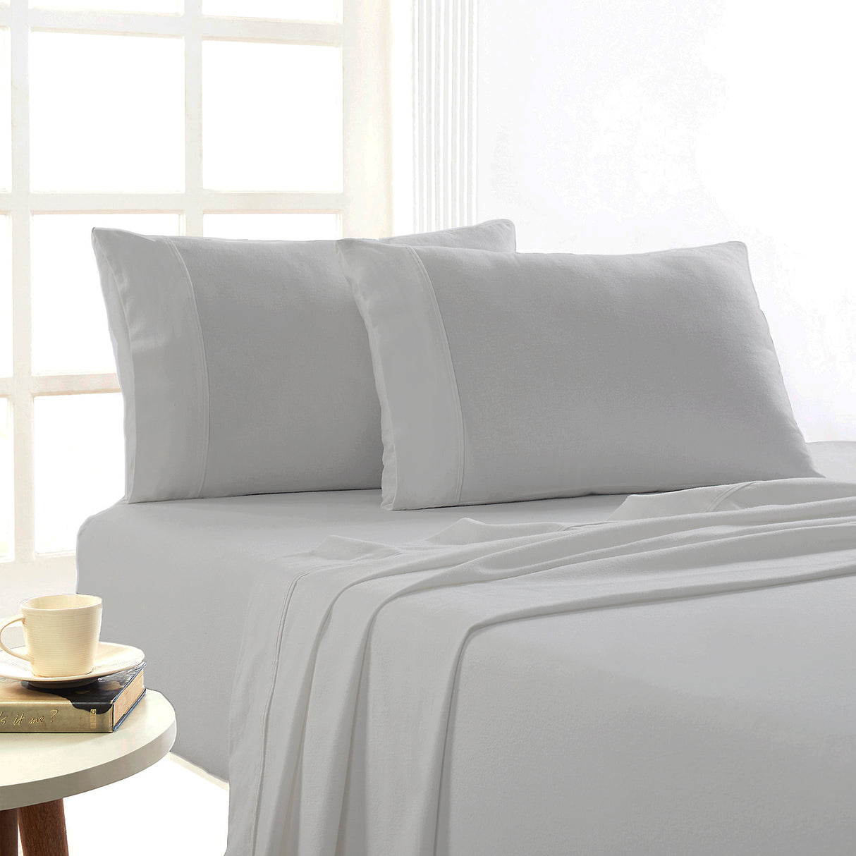 Egyptian Cotton Flannelette Sheet Set King Silver