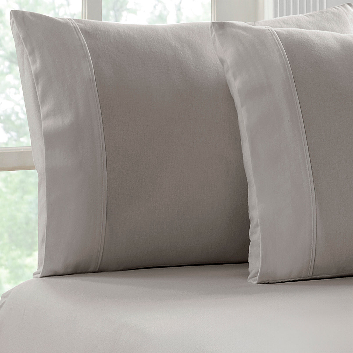 Egyptian Cotton Flannelette Fitted and Pillowcase King Single Ash