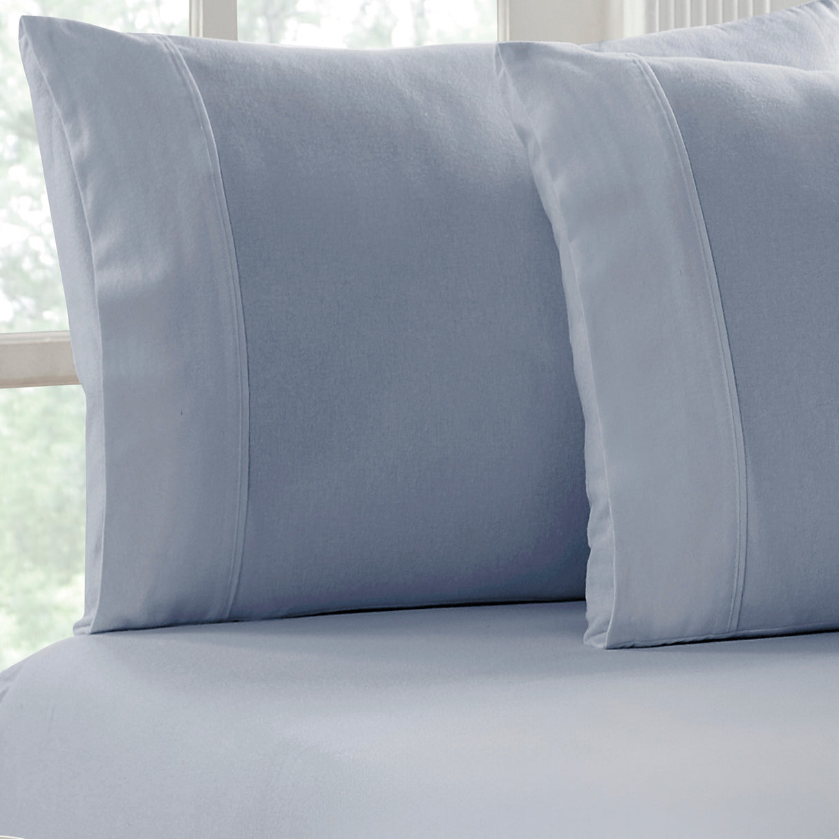 Egyptian Cotton Flannelette Fitted and Pillowcase Long Single Sky