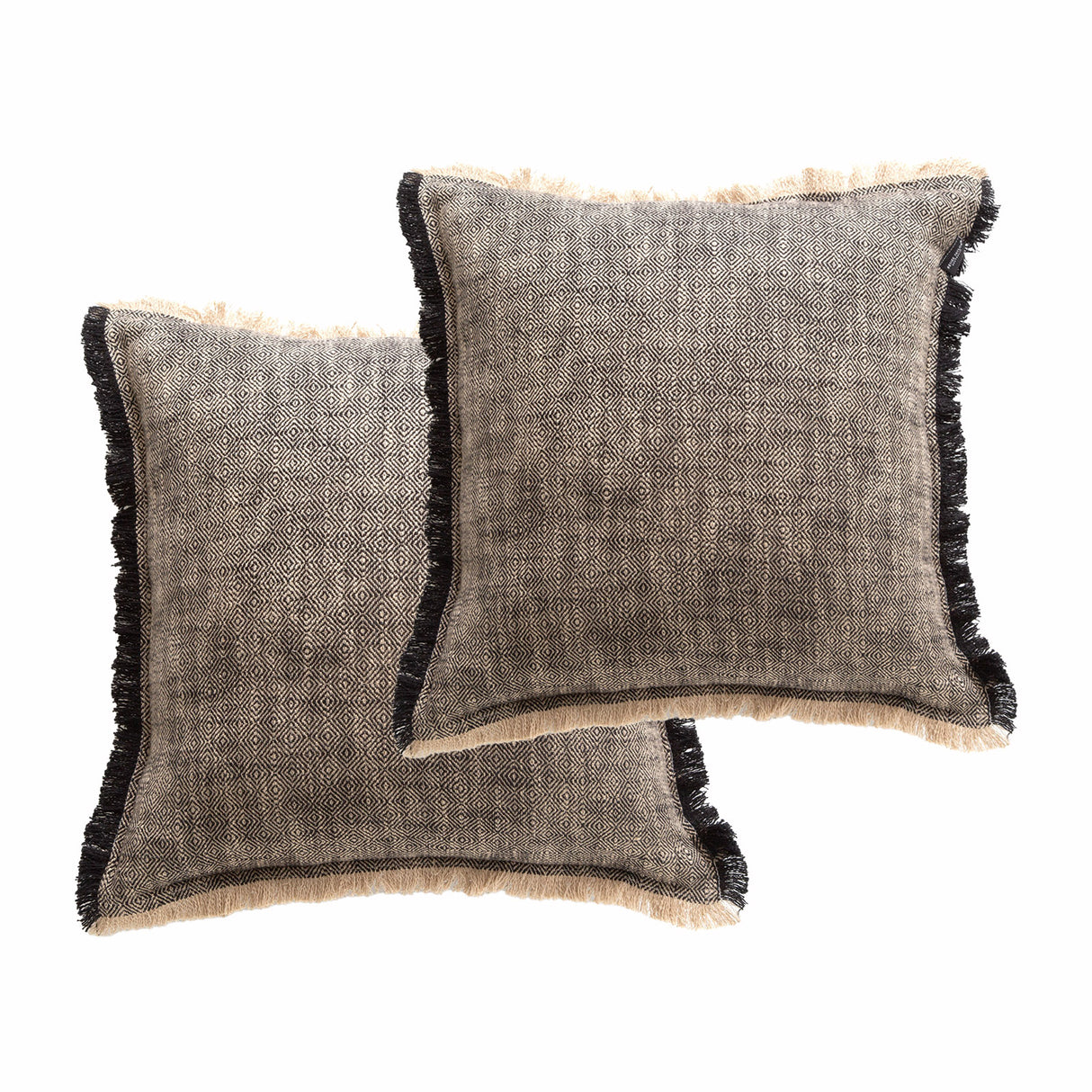 Franco Stone Washed Yarn-Dyed Cushion Twin Pack 50 x 50cms Feather Filled Coal