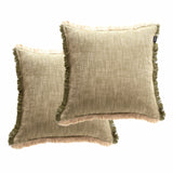 Franco Stone Washed Yarn-Dyed Cushion Twin Pack 50 x 50cms Feather Filled Olive