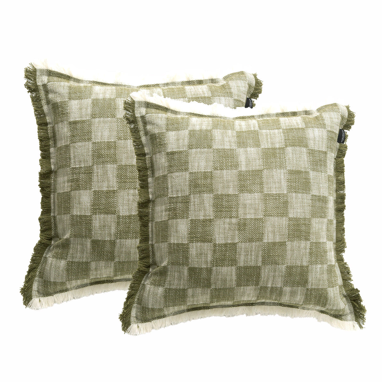 Noah Checkered Cushion Twin Pack 50 x 50cms Polyester Fill - Jade