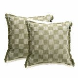 Noah Checkered Cushion Twin Pack 50 x 50cms Feather Fill - Jade