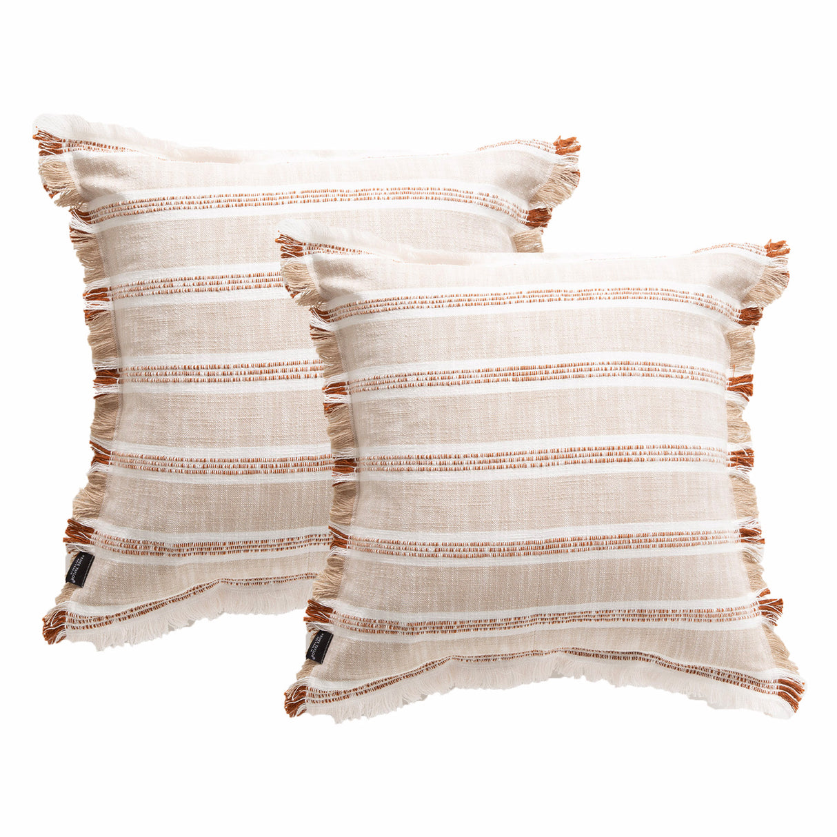 Capri Stripe Cushion Twin Pack 50 x 50cms Feather Fill - Natural