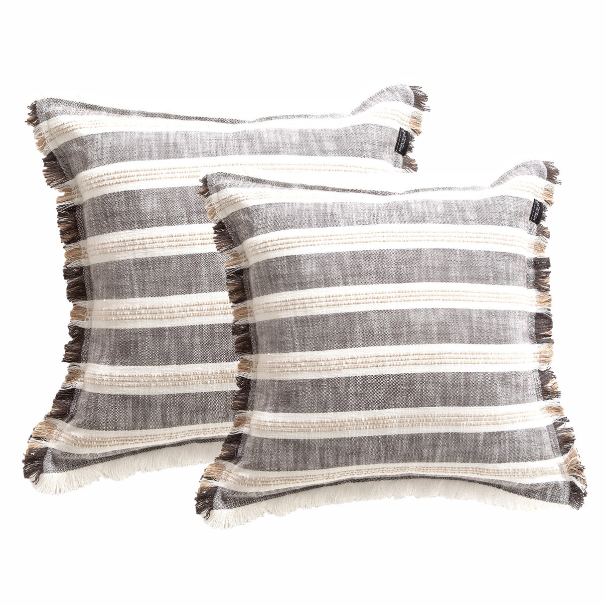 Capri Stripe Cushion Twin Pack 50 x 50cms Polyester Fill - Onyx