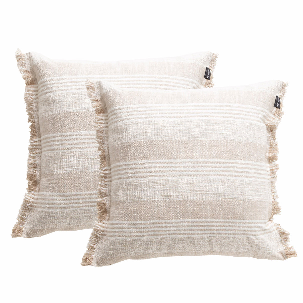 Kent Stripe Cushion Twin Pack 50 x 50cms Feather Fill - Natural