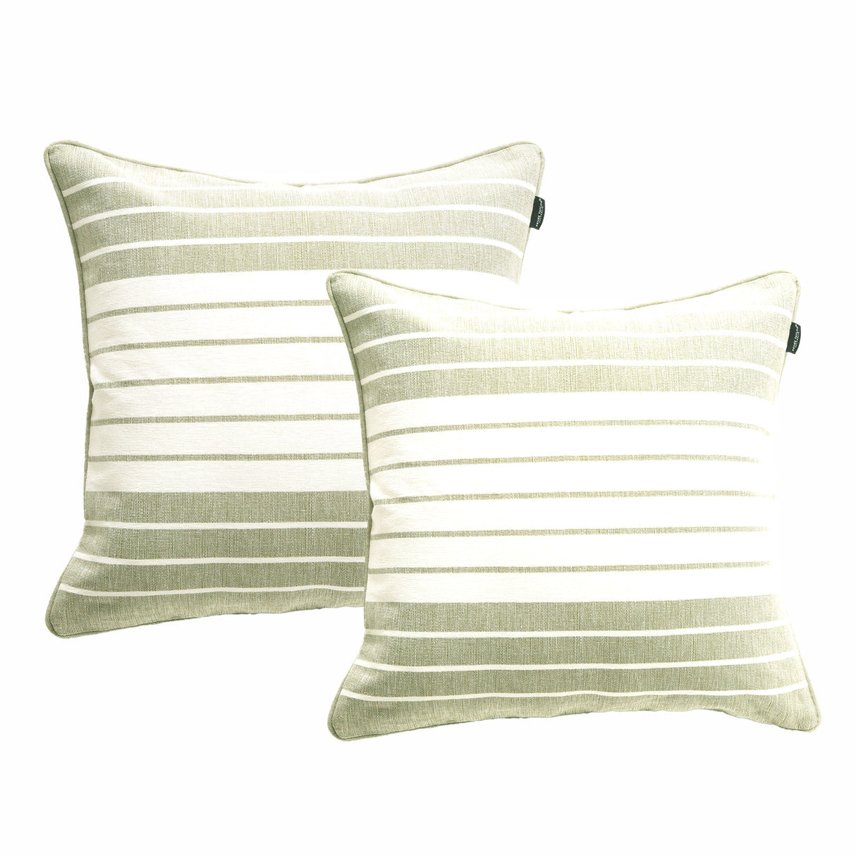 Palma Stripe Cushion Twin Pack 50 x 50cms Feather Fill - Khaki