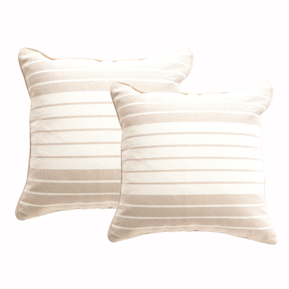 Palma Stripe Cushion Twin Pack 50 x 50cms Polyester Fill - Nude