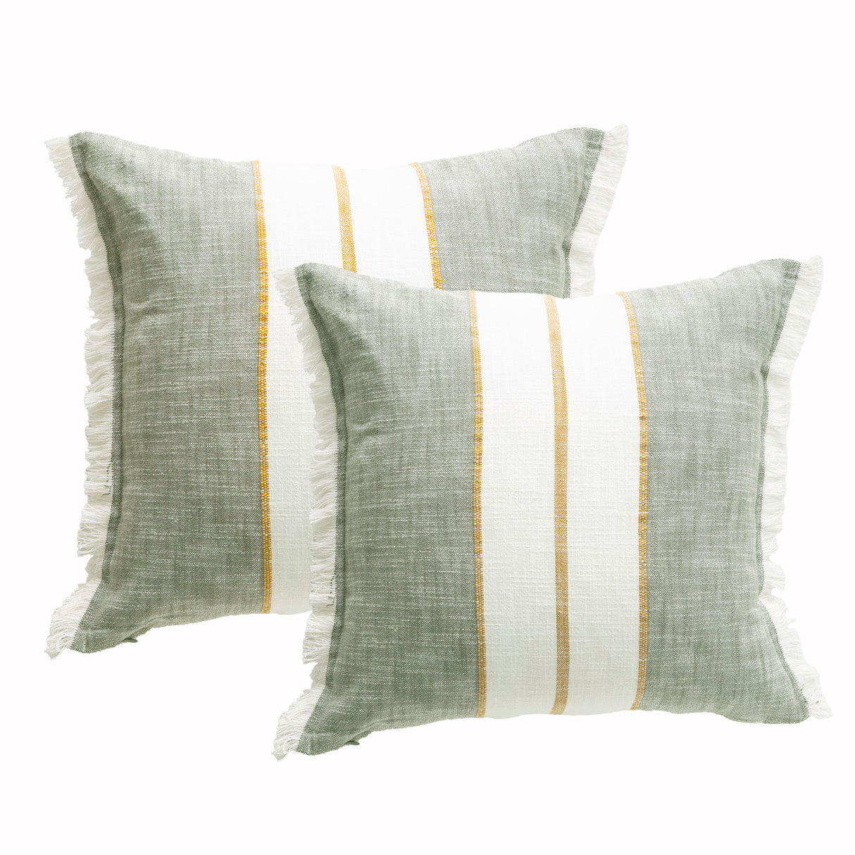 Darcy Stripe Cushion Twin Pack 50 x 50cms Polyester Fill - Sage