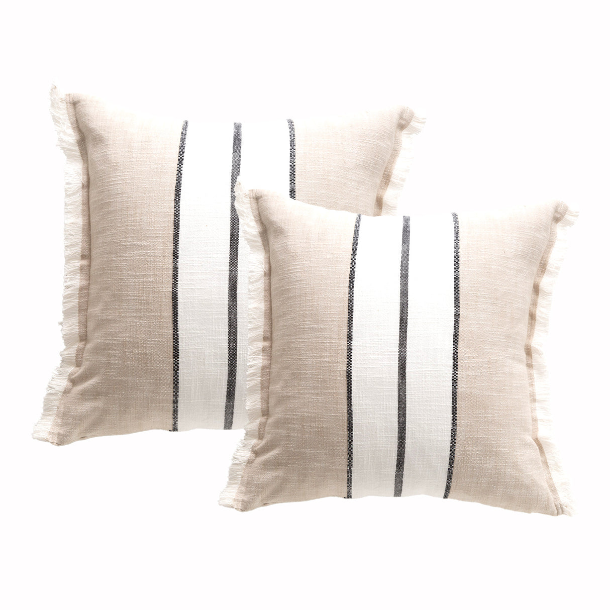 Darcy Stripe Cushion Twin Pack 50 x 50cms Feather Fill - Midnight