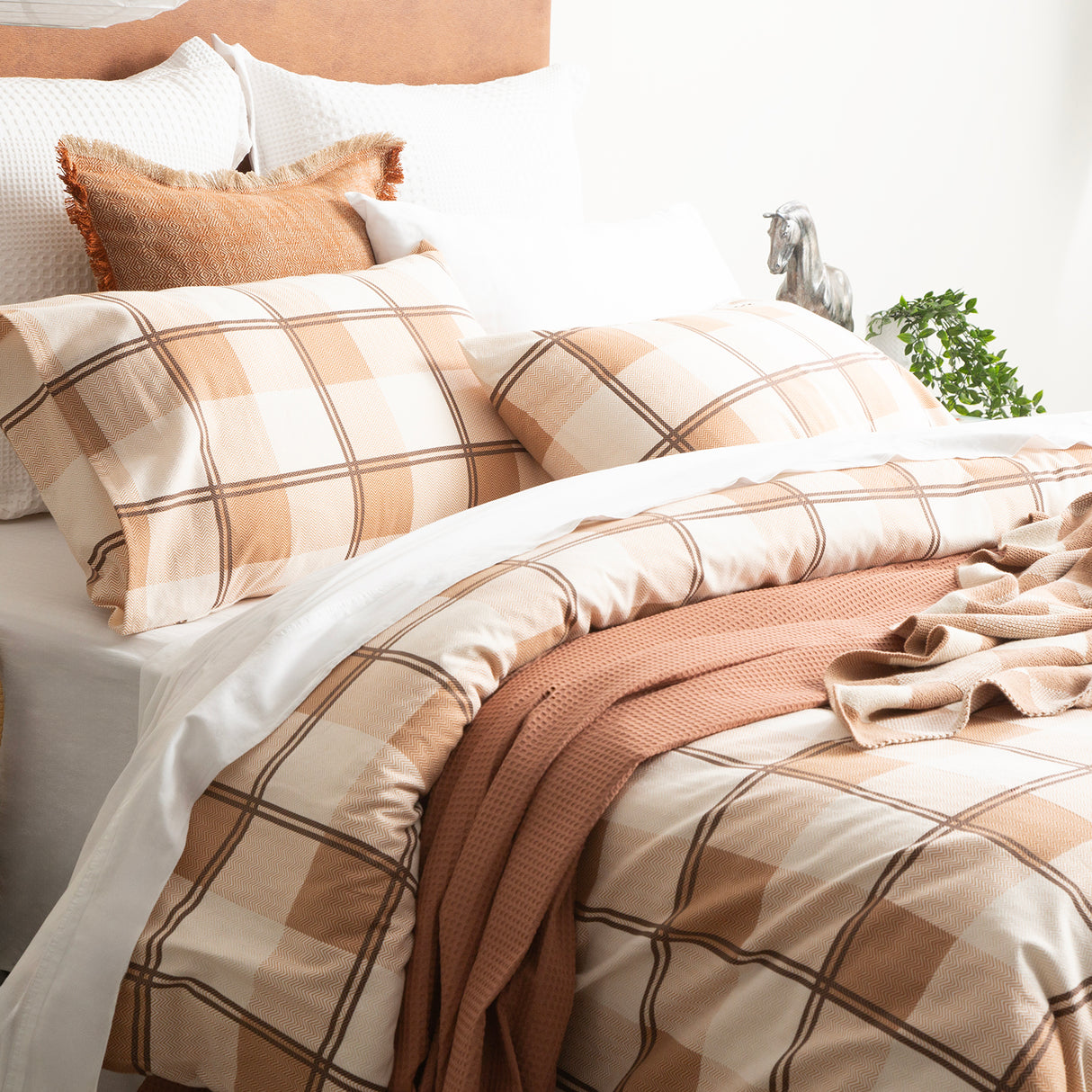 Egyptian Cotton Flannelette Quilt / Duvet Cover Sets Double Twill Checks