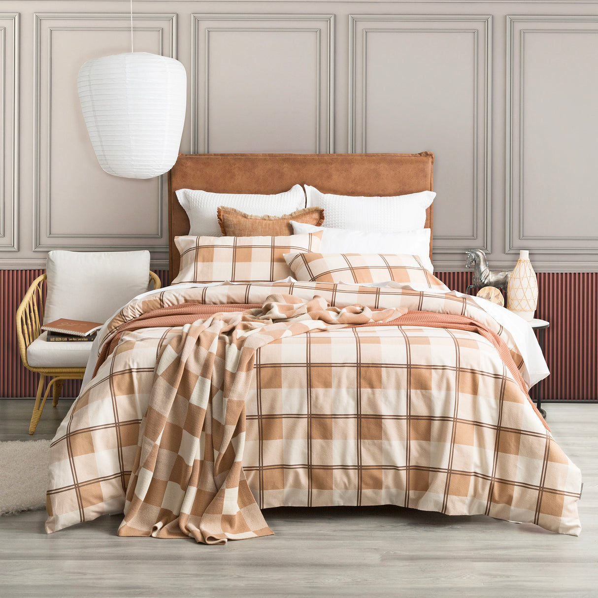 Egyptian Cotton Flannelette Quilt / Duvet Cover Sets King Twill Checks