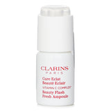 Clarins Beauty Flash Fresh Ampoule: 8ml Vitamin C treatment for radiant, even skin with 15% concentrated complex and Acerola extract.