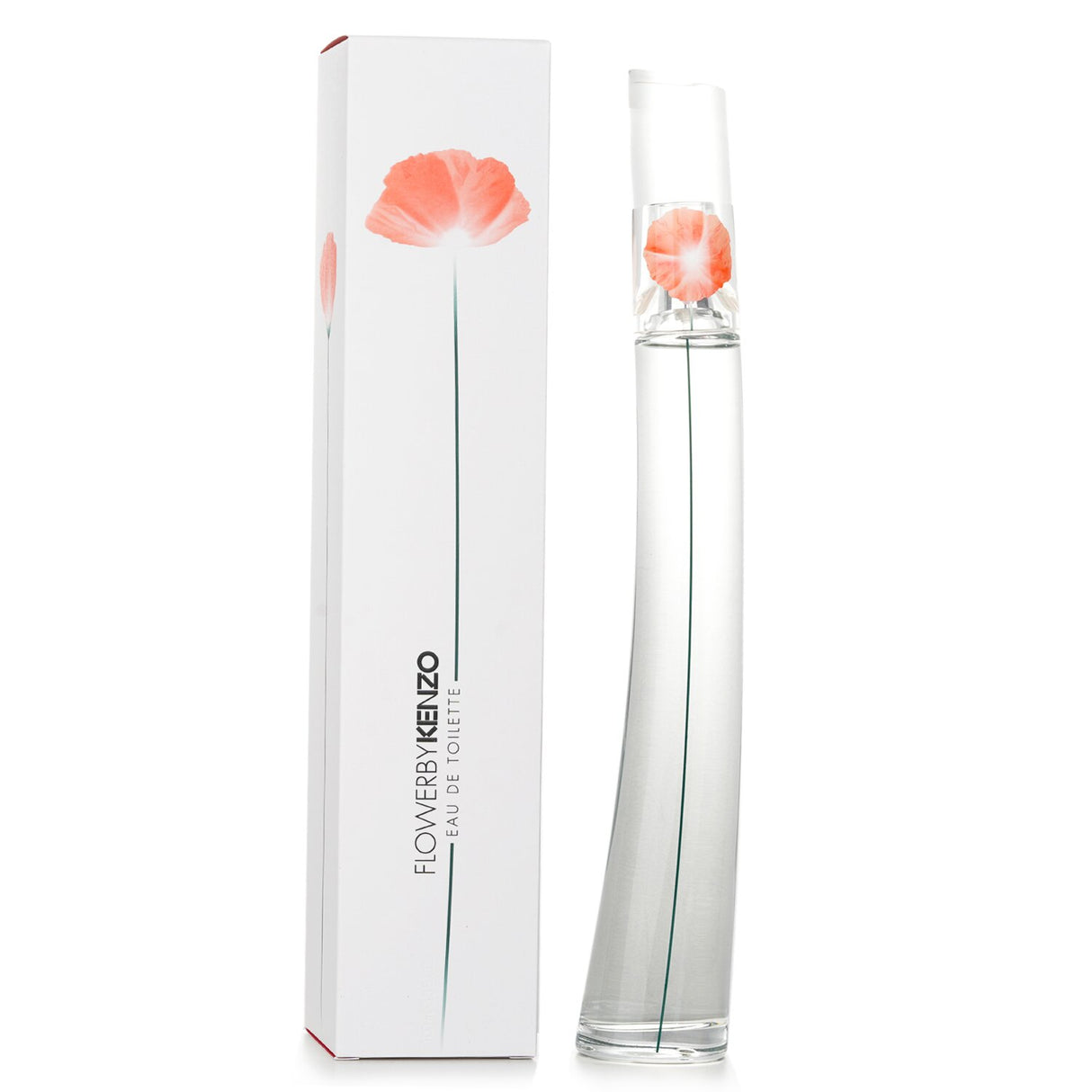 Kenzo Flower Eau De Toilette in a 100ml glass bottle, featuring floral notes of rose and jasmine, perfect for daily wear.