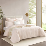 Renee Taylor Bella Jacquard Quilt / Duvet Cover Set Queen Blush