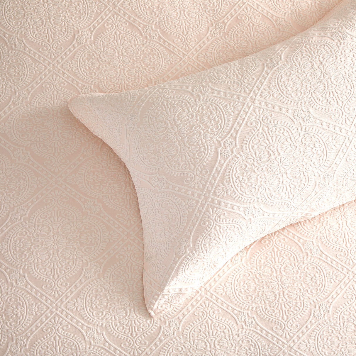 Renee Taylor Bella Jacquard Quilt / Duvet Cover Set Queen Blush
