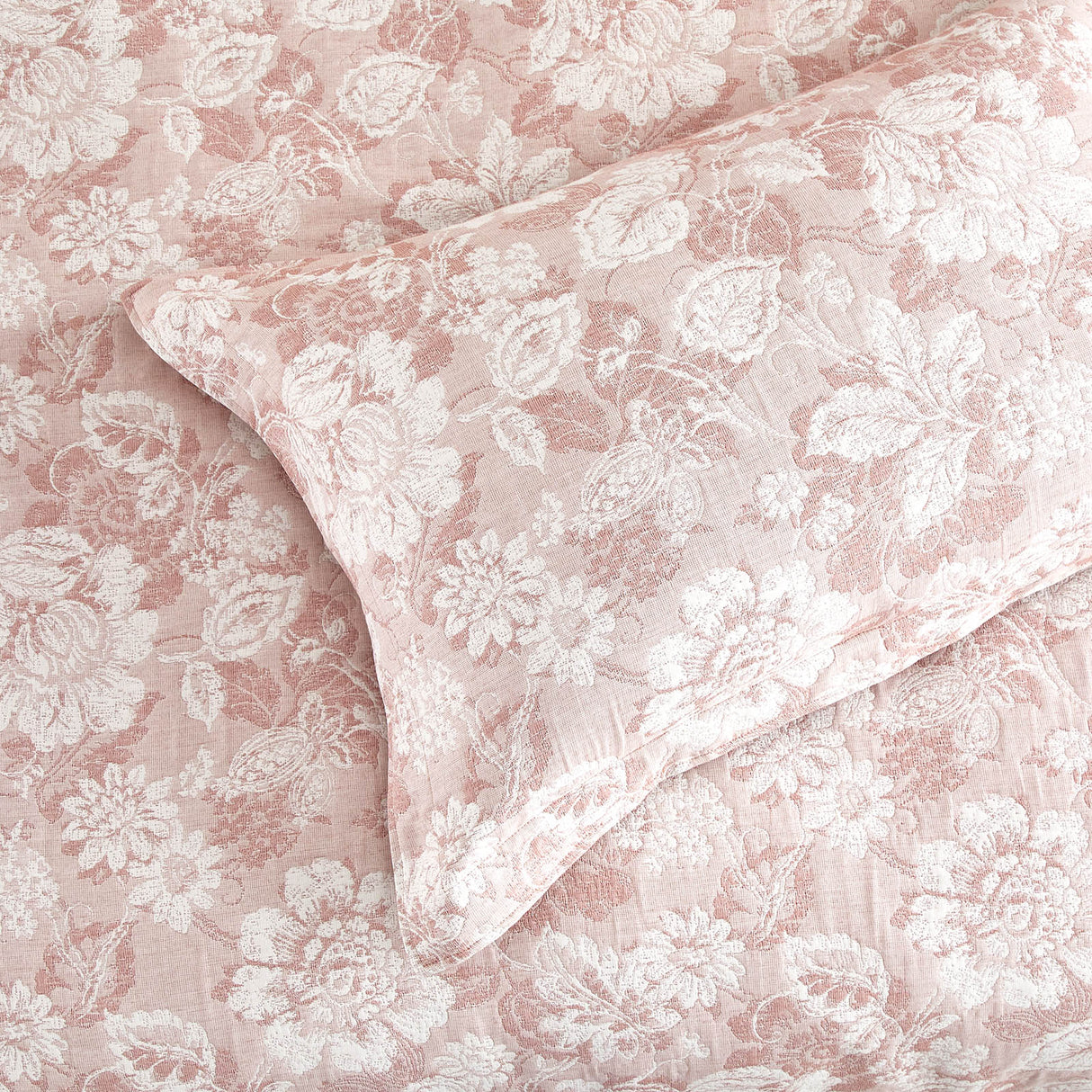 Renee Taylor Aura Jacquard Quilt / Duvet Cover Set Super King Blush