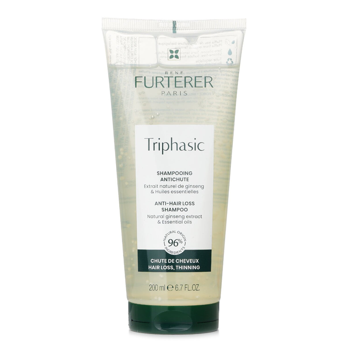 Rene Furterer Triphasis Anti-Hair Loss Shampoo in 200ml, enriched with natural ingredients for hair vitality and scalp health.