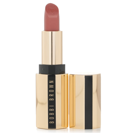 Bobbi Brown Luxe Lipstick #312 Pink Buff in a sleek tube; offers intense color, satin finish, and nourishing hydration.