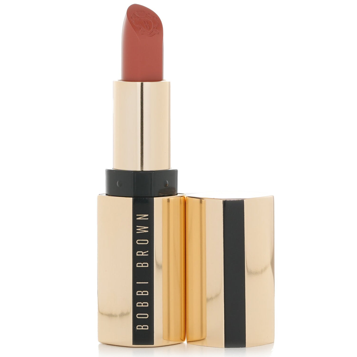 Bobbi Brown Luxe Lipstick in #64 Afternoon Tea offers luxurious, high-coverage color with a satin finish for hydrated lips.