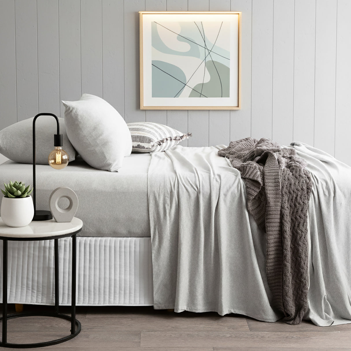 Renee Taylor Comfort Organic Cotton Sheet Set Single Grey Marle