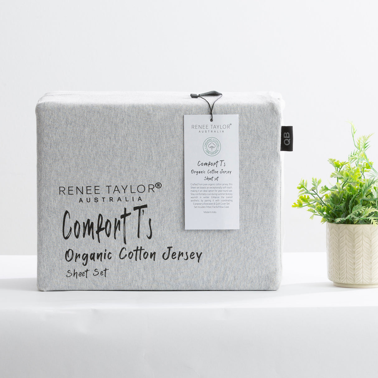 Renee Taylor Comfort Organic Cotton Sheet Set Single Grey Marle
