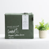 Renee Taylor Comfort Organic Cotton Sheet Set King Single Olive
