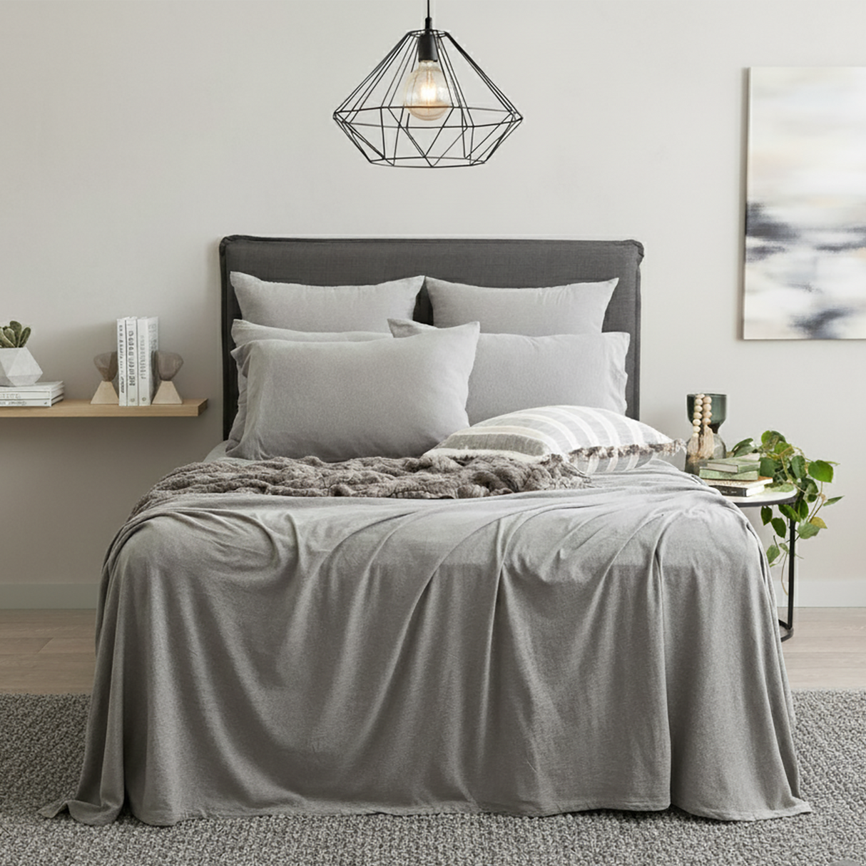 Renee Taylor Comfort Organic Cotton Standard Pillow Pair Charcoal