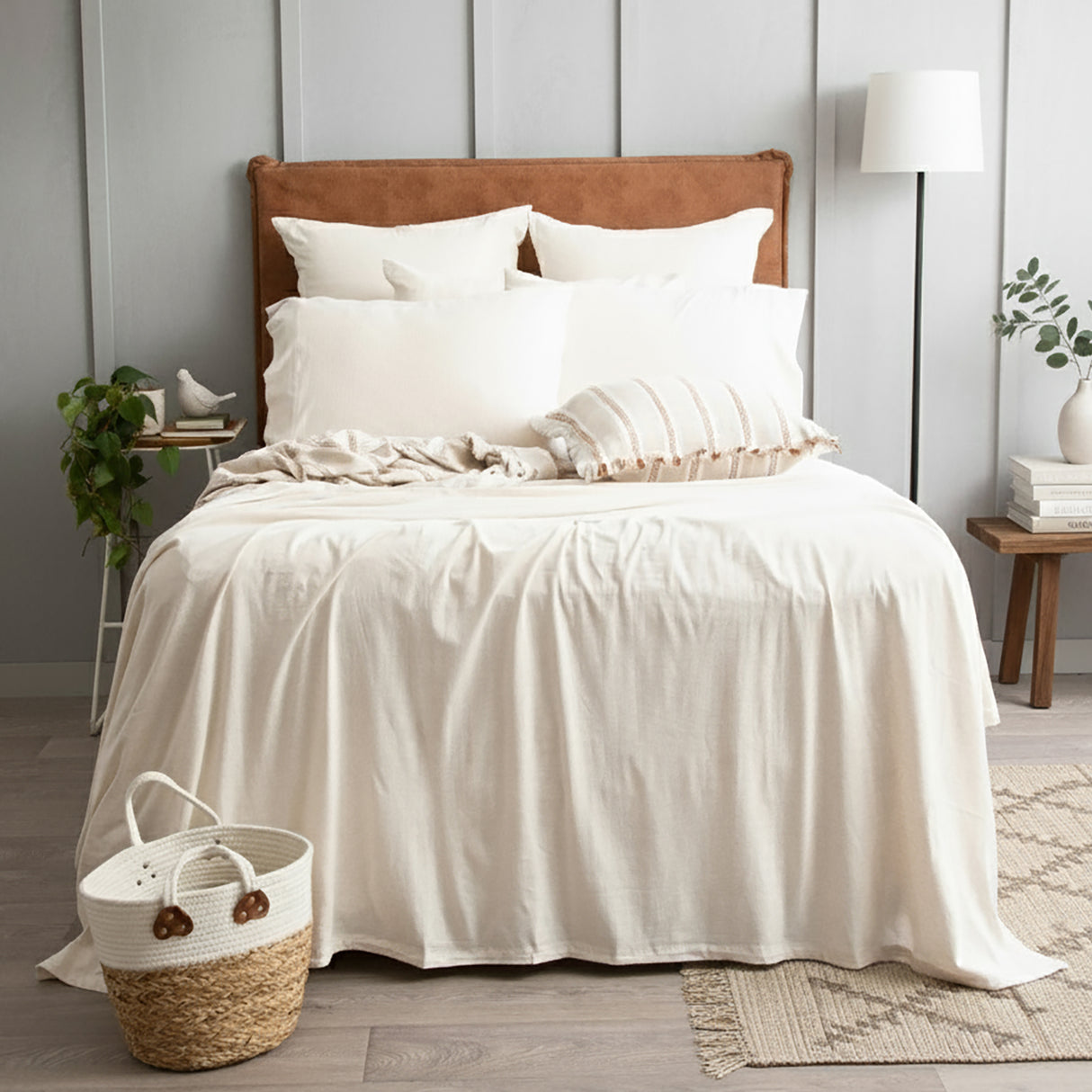 Renee Taylor Comfort Organic Cotton Sheet Set Single Oatmeal